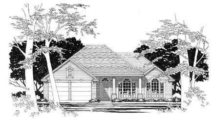 European One-Story Elevation of Plan 67616