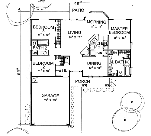 One-Story Traditional Level One of Plan 67617