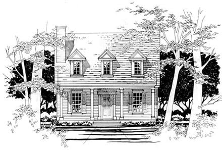 Cape Cod Narrow Lot Elevation of Plan 67618