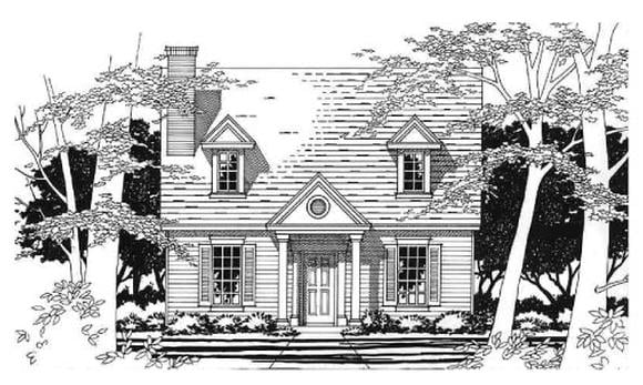 Cape Cod, Narrow Lot House Plan 67619 with 3 Beds, 2 Baths Elevation