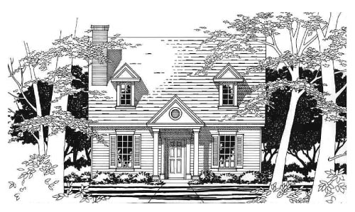 Cape Cod, Narrow Lot House Plan 67619 with 3 Beds, 2 Baths Elevation