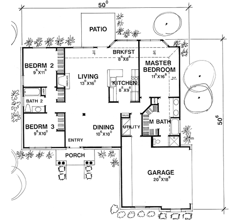 One-Story Traditional Level One of Plan 67620