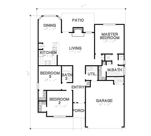 European One-Story Level One of Plan 67622