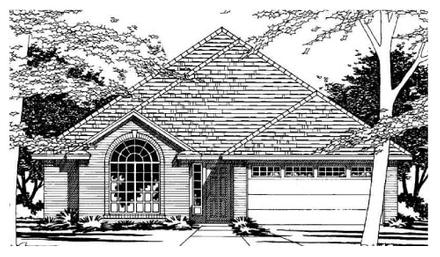 European One-Story Elevation of Plan 67622