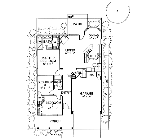 Narrow Lot One-Story Traditional Level One of Plan 67623