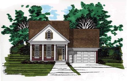 Narrow Lot One-Story Traditional Elevation of Plan 67623
