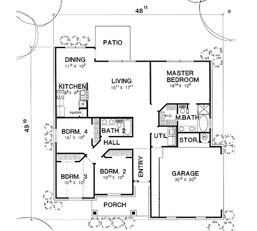 European One-Story Traditional Level One of Plan 67629