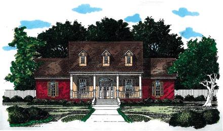 Country One-Story Elevation of Plan 67633