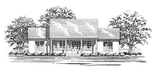 Country One-Story Rear Elevation of Plan 67633