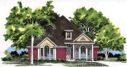 European One-Story Elevation of Plan 67638