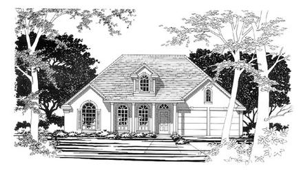 European One-Story Elevation of Plan 67642