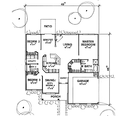 European One-Story Level One of Plan 67643