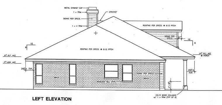 Plan 67665 | One-Story, Traditional House with 3 Bed, 2 Bath