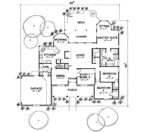 One-Story Traditional Level One of Plan 67677