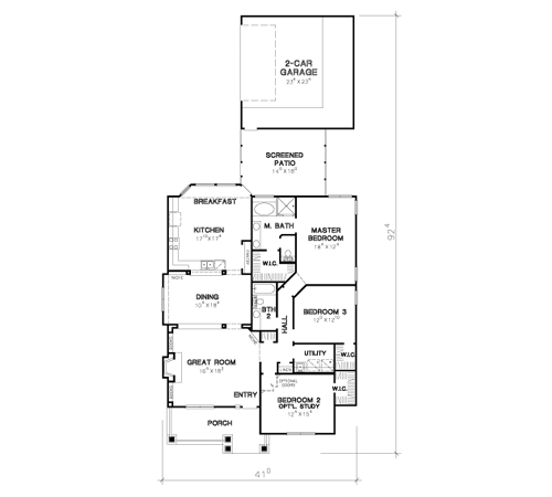 One-Story Traditional Level One of Plan 67678