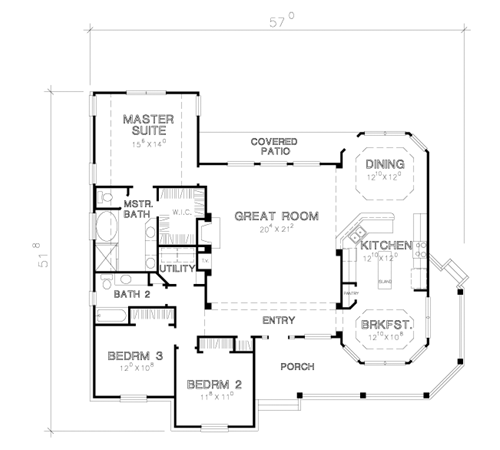 One-Story Traditional Level One of Plan 67679