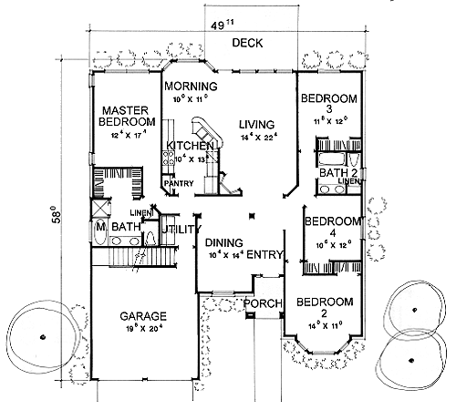 One-Story Traditional Level One of Plan 67681