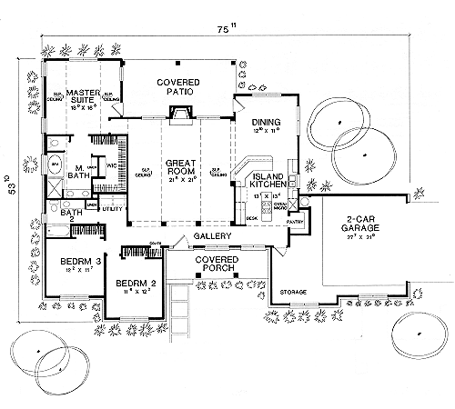 One-Story Traditional Level One of Plan 67686