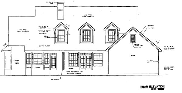 Traditional Rear Elevation of Plan 67687