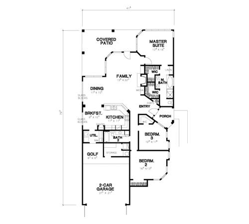 One-Story Traditional Level One of Plan 67688