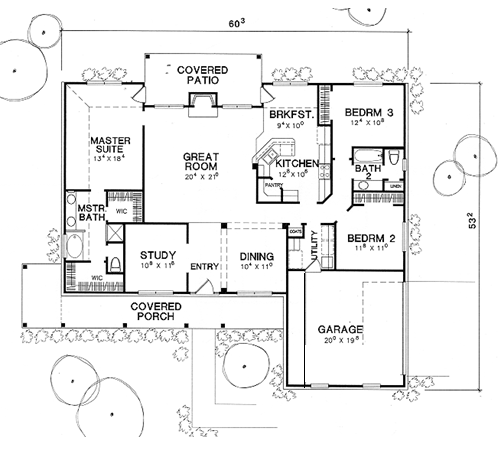 One-Story Traditional Level One of Plan 67690