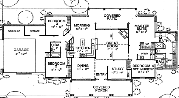 One-Story Traditional Level One of Plan 67694