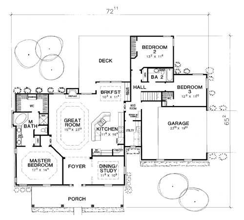 Cape Cod One-Story Level One of Plan 67705