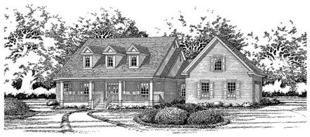 Cape Cod One-Story Elevation of Plan 67705