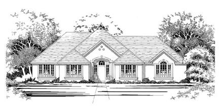 One-Story Traditional Elevation of Plan 67707