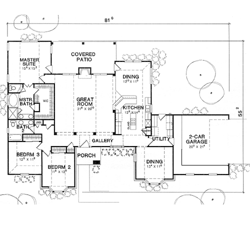 One-Story Traditional Level One of Plan 67710