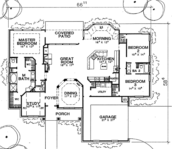 European One-Story Level One of Plan 67715