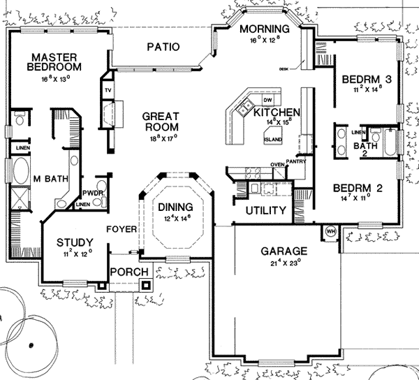 One-Story Traditional Level One of Plan 67716