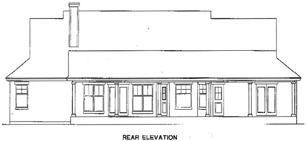 One-Story Traditional Rear Elevation of Plan 67721