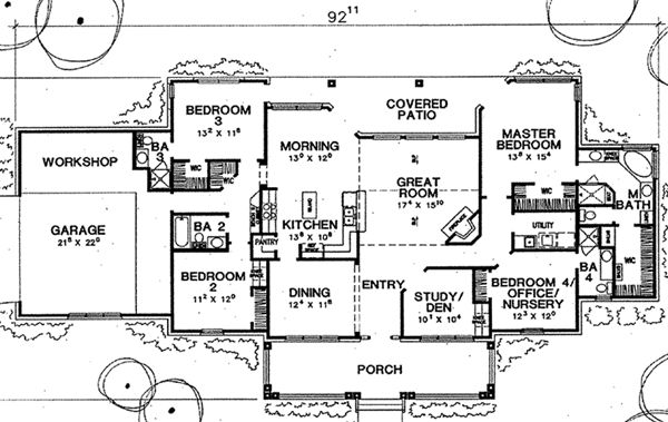 One-Story Traditional Level One of Plan 67724