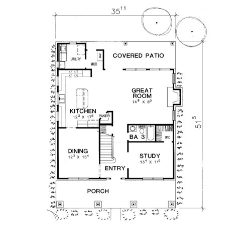 Bungalow Narrow Lot Level One of Plan 67731