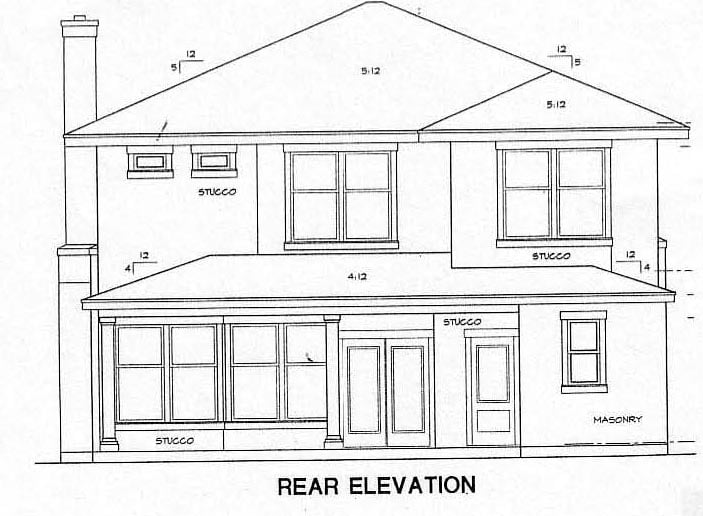 Bungalow Narrow Lot Rear Elevation of Plan 67731