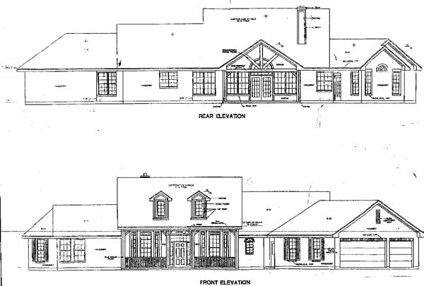 Country Rear Elevation of Plan 67735