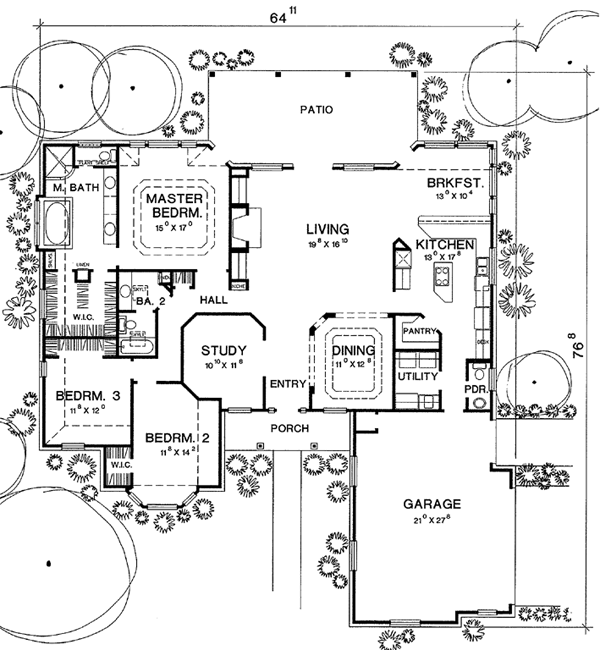 European One-Story Level One of Plan 67736