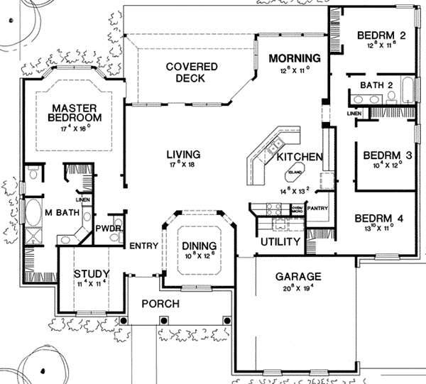 One-Story Traditional Level One of Plan 67740