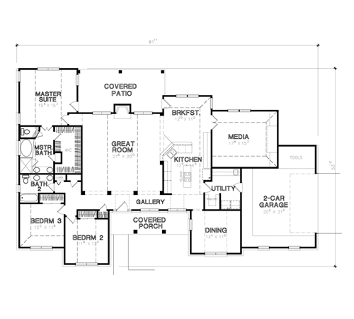 European One-Story Level One of Plan 67743
