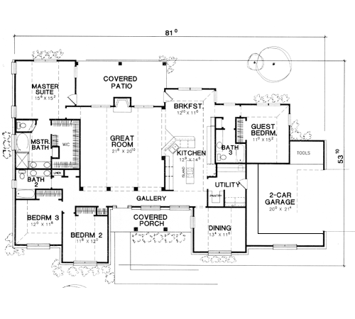 European One-Story Level One of Plan 67747