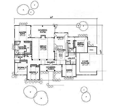 One-Story Traditional Level One of Plan 67748