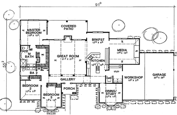 One-Story Traditional Level One of Plan 67749
