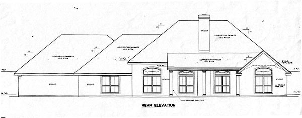 One-Story Traditional Rear Elevation of Plan 67749