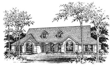 European One-Story Elevation of Plan 67756