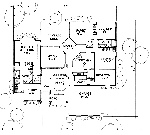 One-Story Traditional Level One of Plan 67763