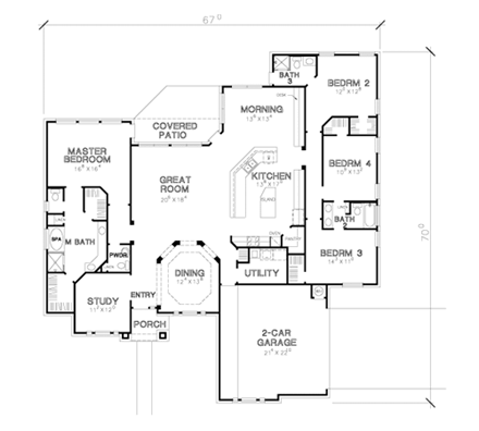 House Plan 67766 First Level Plan