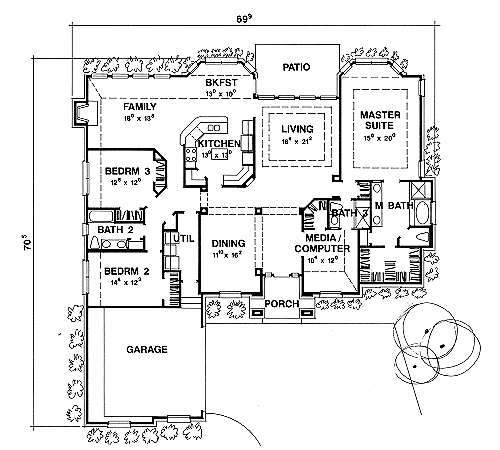 One-Story Traditional Level One of Plan 67777