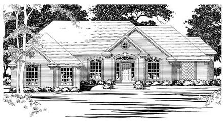 One-Story Traditional Elevation of Plan 67777