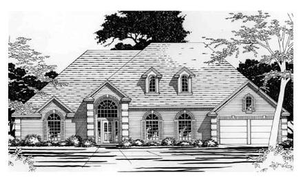 European One-Story Elevation of Plan 67787